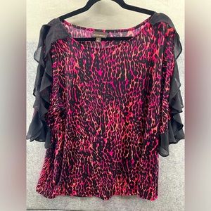 Bold Elements Women's 3/4 Sleeve Blouse 2XL - Pink Animal Print